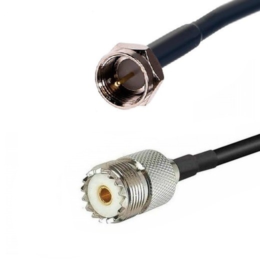 Кабельная сборка 50 Ом на RG-58 с разъемами F-male - UHF-female (SO239), 30 метров