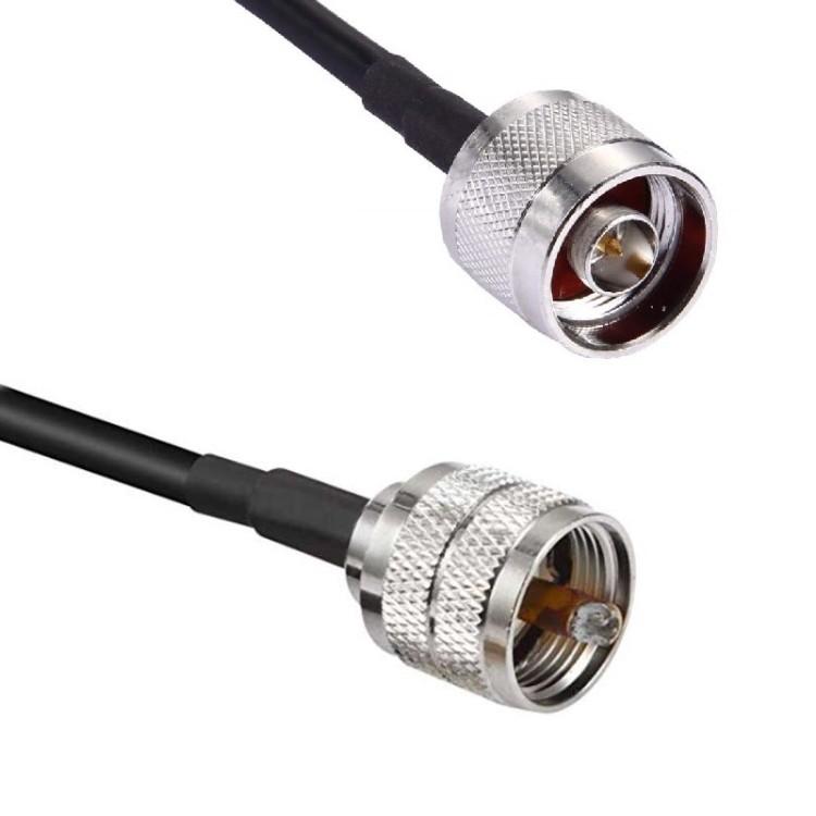 Кабельная сборка 50 Ом на RG-58 с разъемами UHF-male (PL259) - N-male, 9 метров
