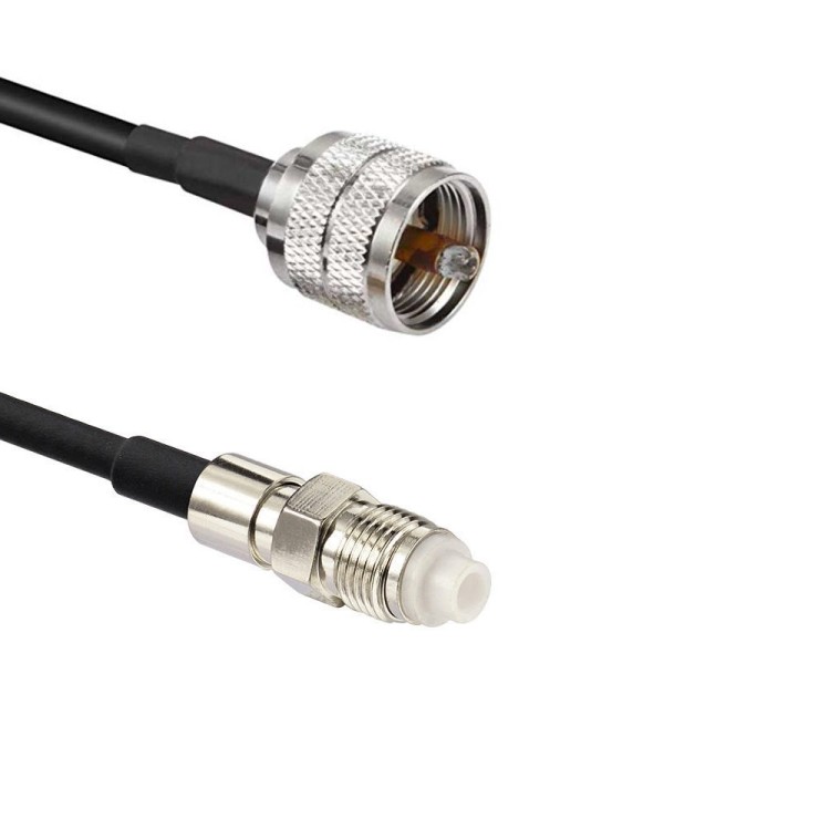 Кабельная сборка 50 Ом на RG-58 с разъемами UHF-male (PL259) - FME-female, 0,5 метра