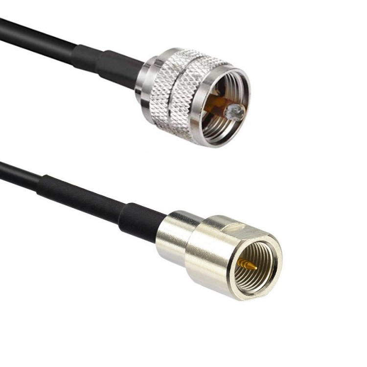 Кабельная сборка 50 Ом на RG-58 с разъемами UHF-male (PL259) - FME-male, 0,5 метра