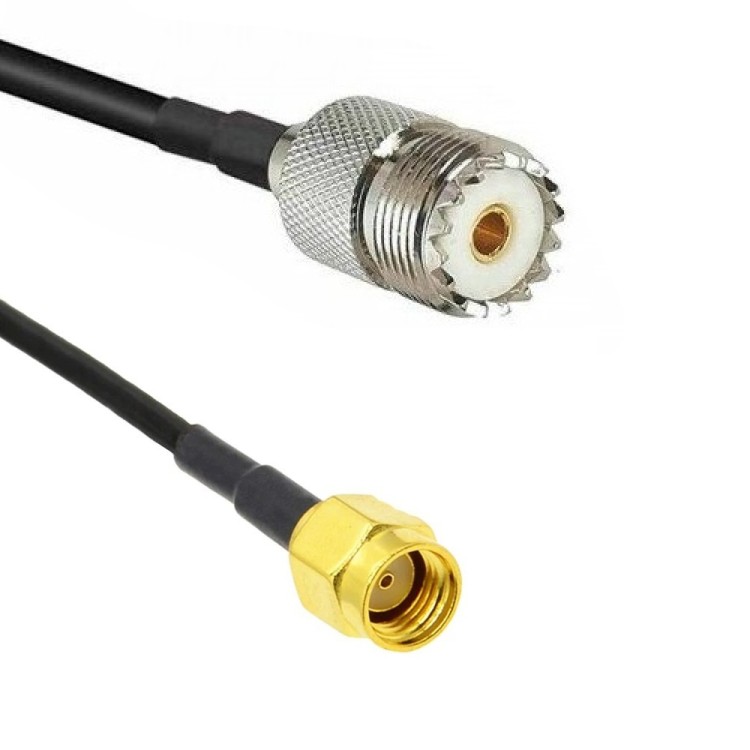 Кабельная сборка 50 Ом на RG-58 с разъемами UHF-female (SO239) - RP-SMA-male, 7 метров