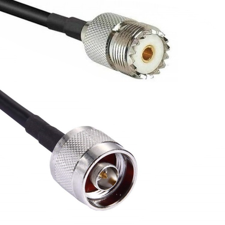 Кабельная сборка 50 Ом на RG-58 с разъемами UHF-female (SO239) - N-male, 14 метров