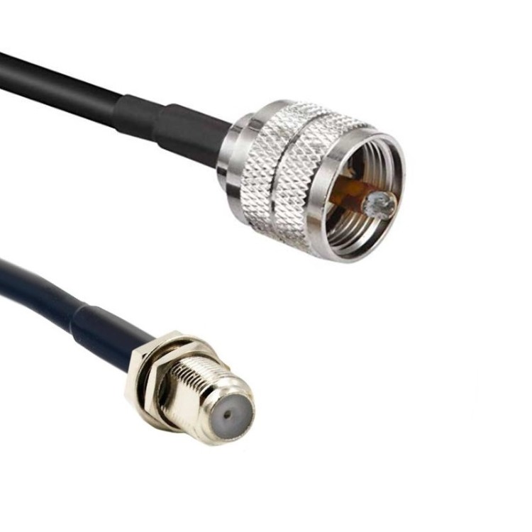 Кабельная сборка 50 Ом на RG-58 с разъемами UHF-male (PL259) - F-female, 6 метров