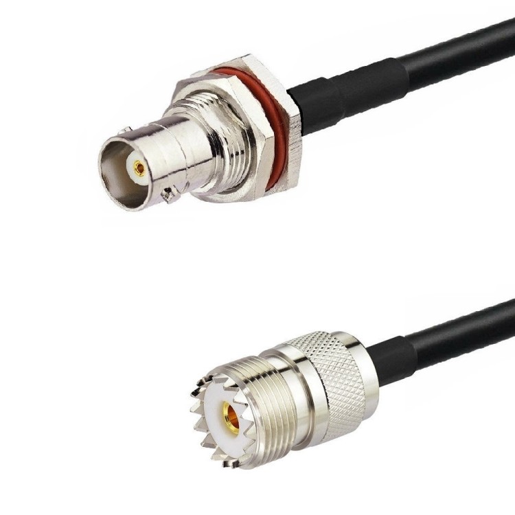 Кабельная сборка 50 Ом на RG-58 с разъемами BNC-female - UHF-female (SO239), 6 метров
