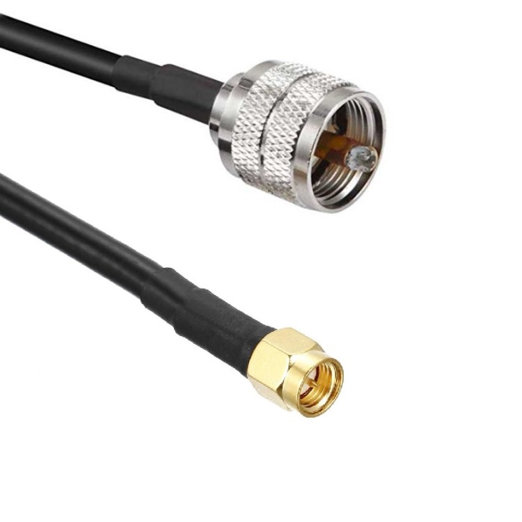 Кабельная сборка 50 Ом на RG-58 с разъемами UHF-male (PL259) - SMA-male, 0,5 метра
