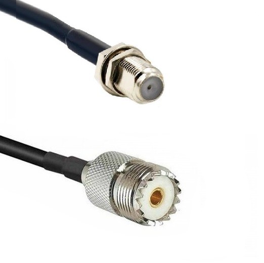 Кабельная сборка 50 Ом на RG-58 с разъемами UHF-female (SO239) - F-female, 14 метров