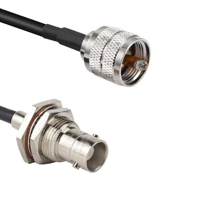 Кабельная сборка 50 Ом на RG-58 с разъемами UHF-male (PL259) - BNC-female, 7 метров