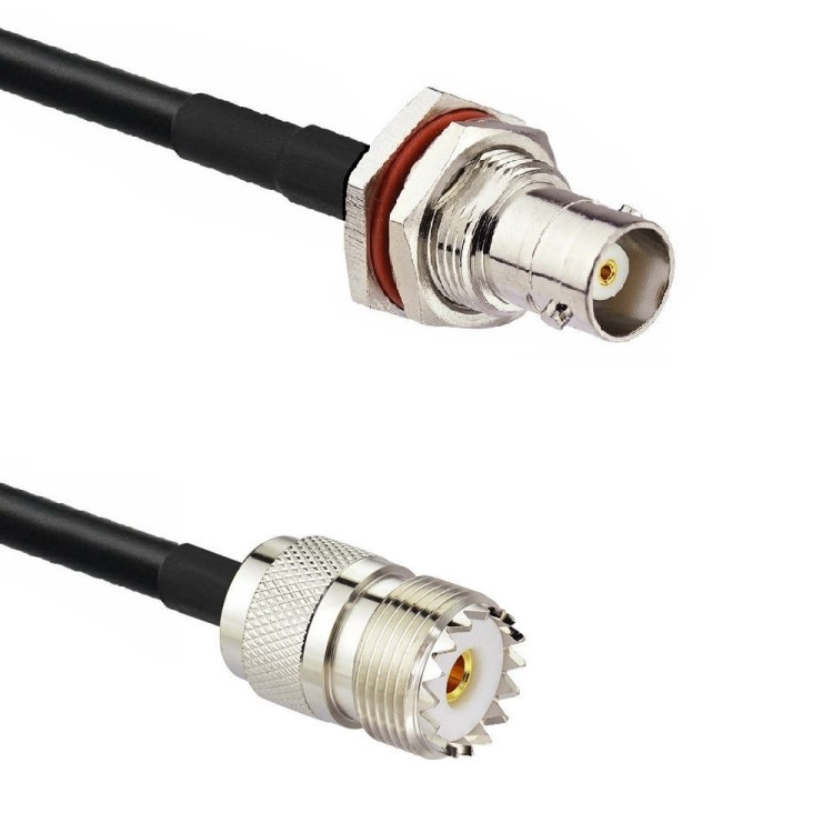 Кабельная сборка 50 Ом на RG-58 с разъемами UHF-female (SO239) - BNC-female, 0,5 метра