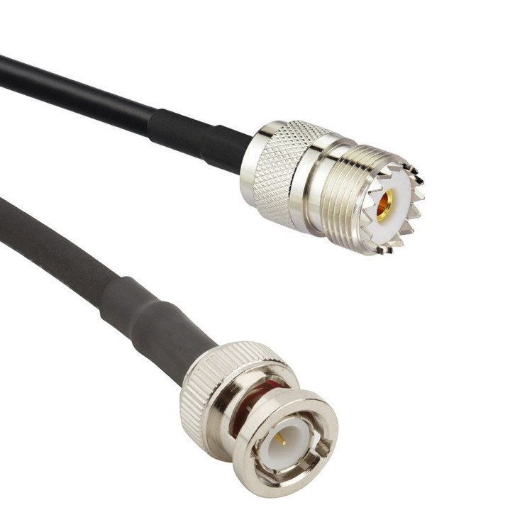 Кабельная сборка 50 Ом на RG-58 с разъемами UHF-female (SO239) - BNC-male, 6 метров